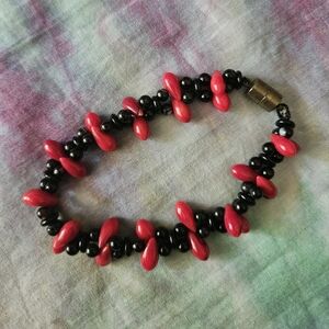 Obsidian and Red Jasper Bracelet